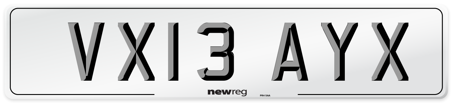 VX13 AYX Number Plate from New Reg
